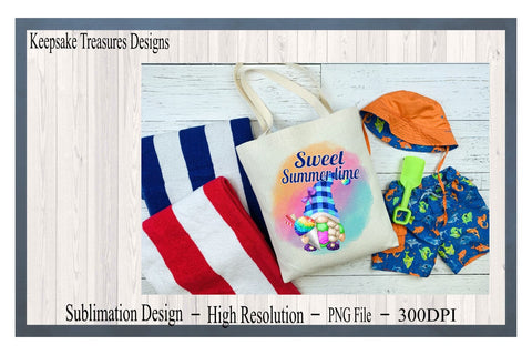Sweet Summer Time, Snow Cone, Summer Gnome, Sublimation Design, Watercolor Background, PNG File, Digital Download Sublimation Keepsake Treasures Designs LLC. 