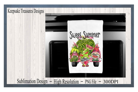 Sweet Summer, Watermelon Gnome Truck, Summer Gnomes, PNG Sublimation Design, Digital Download, Summer T-Shirt Design Sublimation Keepsake Treasures Designs LLC. 