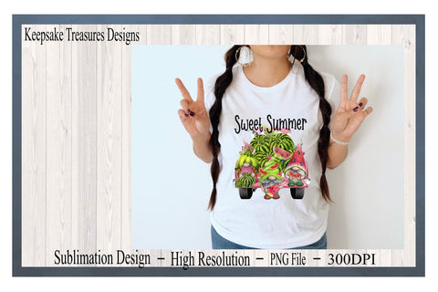 Sweet Summer, Watermelon Gnome Truck, Summer Gnomes, PNG Sublimation Design, Digital Download, Summer T-Shirt Design Sublimation Keepsake Treasures Designs LLC. 