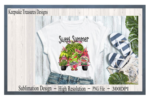 Sweet Summer, Watermelon Gnome Truck, Summer Gnomes, PNG Sublimation Design, Digital Download, Summer T-Shirt Design Sublimation Keepsake Treasures Designs LLC. 