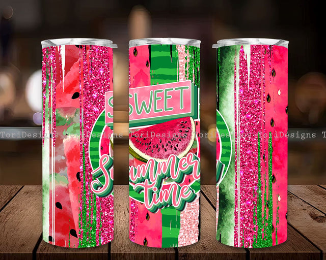Sweet Summertime 20 oz Skinny Tumbler png Milky Way Summer Watermelon Retro Tumbler Sublimation pnn Instant Download Ready Print Sublimation Sublimation ToriDesigns 