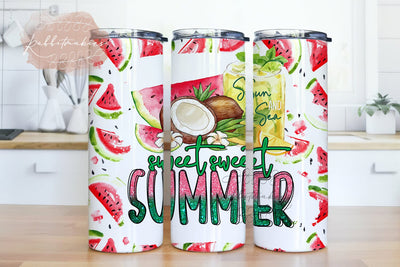 Sweet Summertime 20 oz Skinny Tumbler png, Summer Watermelon Retro Tumbler Sublimation png Instant Download Sublimation Rabbitmakies 