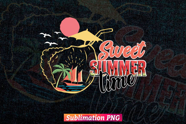 Sweet Summertime Sunset Beach Summer T shirt Design Png Sublimation Printable Files Sublimation DesignDestine 