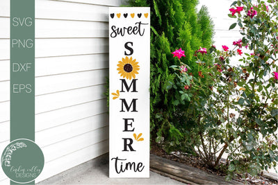 Sweet Summertime Svg-Sunflower Vertical Poch Sign Svg SVG Linden Valley Designs 