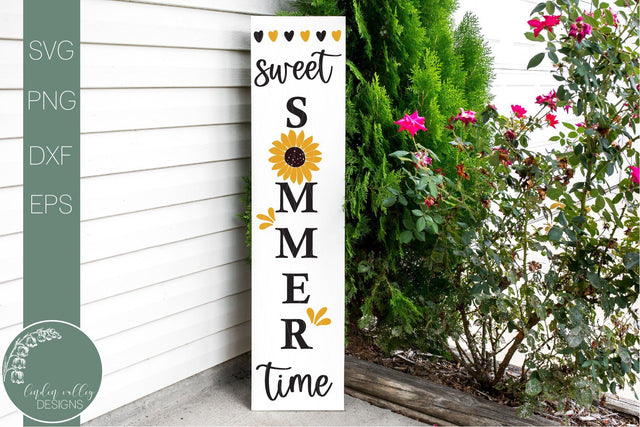 Sweet Summertime Svg-Sunflower Vertical Poch Sign Svg SVG Linden Valley Designs 