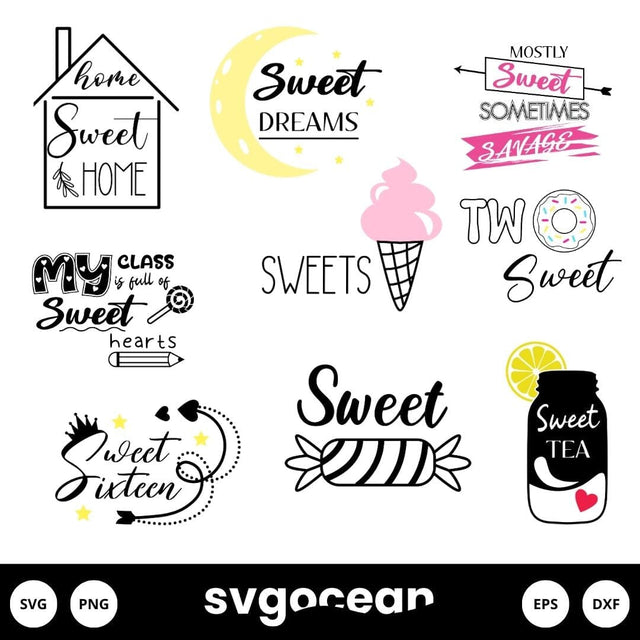 Sweet Svg Bundle | Clipart | Silhouette | Cut Files SVG SvgOcean 