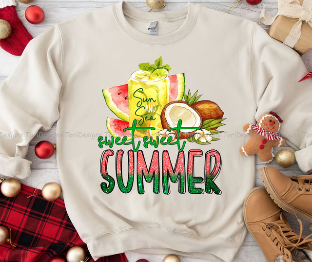 Sweet Sweet Summer, Sweet Summer Time Png, Summer Design, Beach Png, Watermelon, Summer Drink PNG Sublimation ToriDesigns 