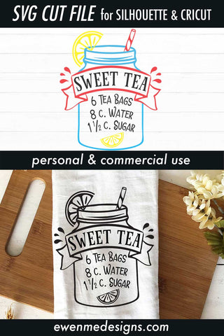 Sweet Tea Recipe SVG - Mason Jar SVG SVG Ewe-N-Me Designs 