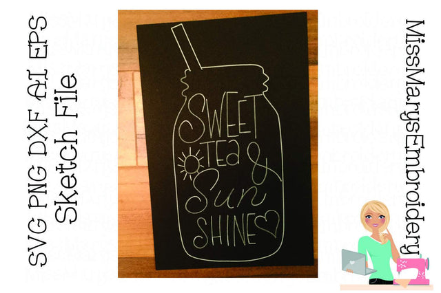 Sweet Tea & Sunshine Sketch File | Foil Quill | Drawing Sketch DESIGN MissMarysEmbroidery 