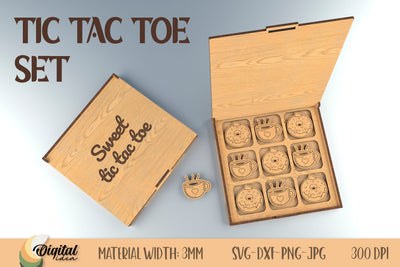 Sweet Tic Tac Toe Laser Cut. Laser Cut Tic Tac Toe. 3D Engraving Designs SVG Evgenyia Guschina 