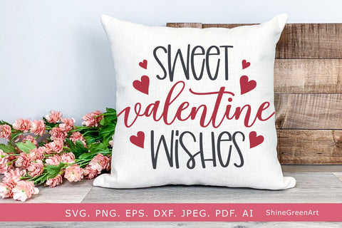 Sweet Valentine Wishes SVG | Valentine's Day Round Sign SVG Shine Green Art 