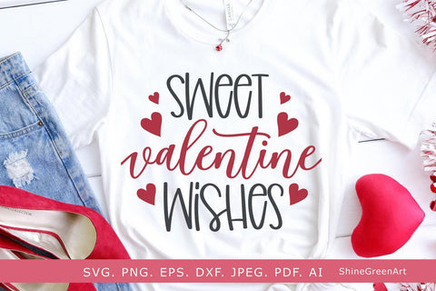 Sweet Valentine Wishes SVG | Valentine's Day Round Sign SVG Shine Green Art 