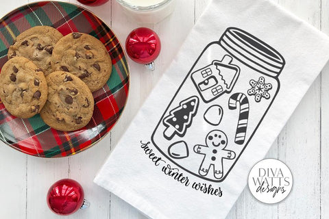 Sweet Winter Wishes SVG | Gingerbread Christmas Jar Design SVG Diva Watts Designs 