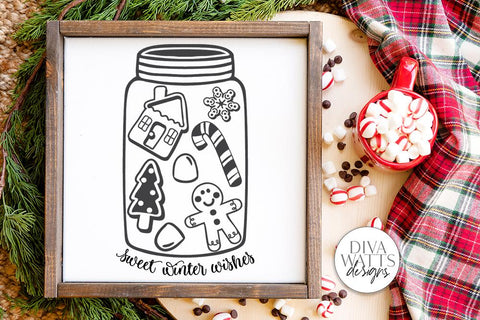 Sweet Winter Wishes SVG | Gingerbread Christmas Jar Design SVG Diva Watts Designs 