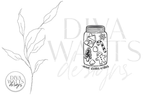 Sweet Winter Wishes SVG | Gingerbread Christmas Jar Design SVG Diva Watts Designs 