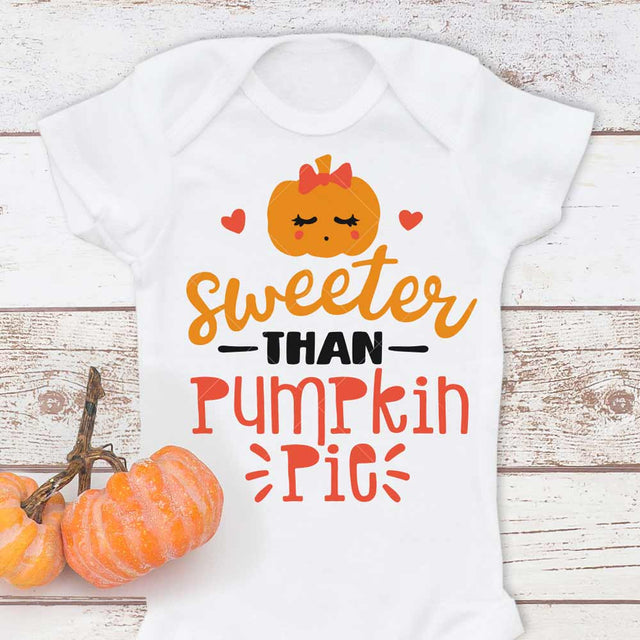 Sweeter than Pumpkin Pie - Thanksgiving Baby Kids SVG SVG Chameleon Cuttables 