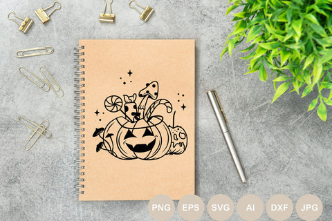 Sweets Bucket Svg, Pumpkin Bucket for Sweets Svg, Halloween Cut file, Mystical Svg for Shirts, Mushroom, Autumn Svg Designs, Cricut, Spooky SVG BogeliaVector 