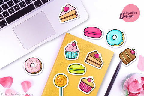 Sweets sticker pack, aesthetic sticker bundle, print cut Sublimation Klava P 