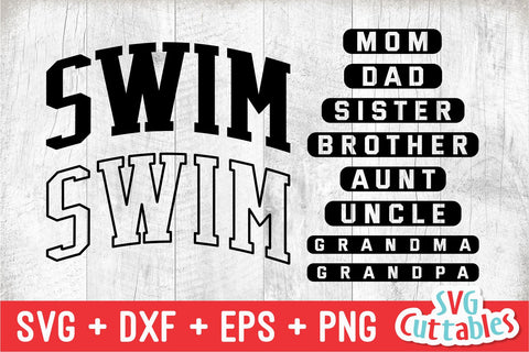 Swim Family svg - Swim Mom svg - eps - dxf - png - Swim Cut File - Silhouette - Cricut - Digital Download SVG Svg Cuttables 