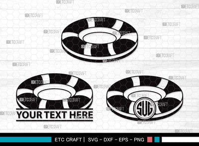 Swim Ring Monogram SVG Cut File | Ring Buoy Svg | Lifesaver Svg | Lifebuoy Svg | Swim Ring Clipart SVG ETC Craft 