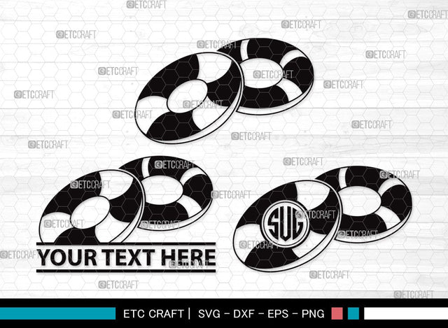 Swim Ring Monogram SVG Cut File | Ring Buoy Svg | Lifesaver Svg | Lifebuoy Svg | Swim Ring Clipart SVG ETC Craft 