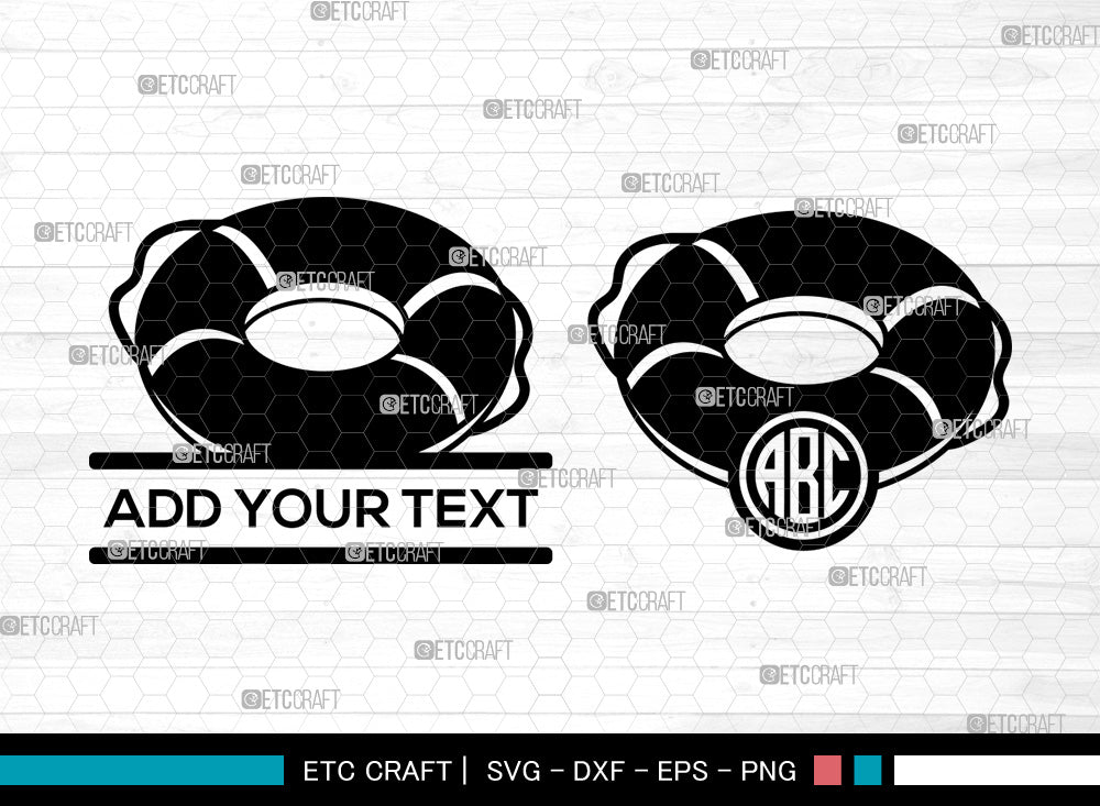 Swim Ring Monogram SVG, Split Monogram, Swimming Tire Svg, Ring Buoy ...