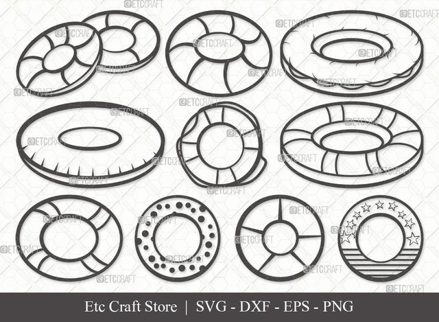 Swim Ring Outline SVG Cut File | Ring Buoy Svg | Lifesaver Svg | Lifebuoy Svg | Bundle SVG ETC Craft 
