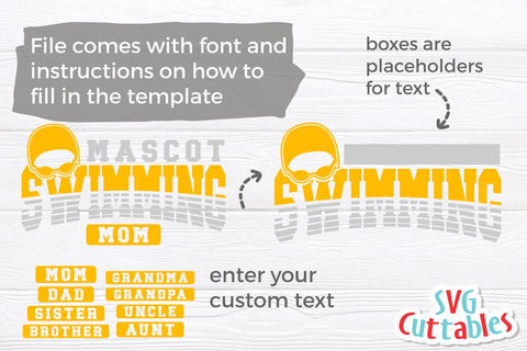 Swim SVG Template 005 | Shirt Design SVG Svg Cuttables 