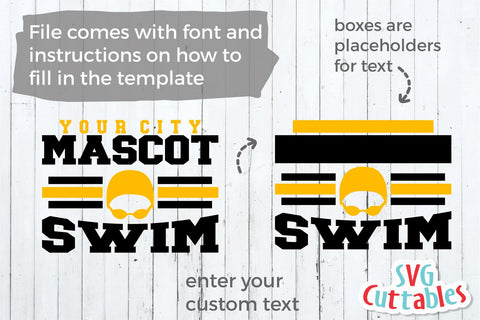 Swim SVG Template 008 | Shirt Design SVG Svg Cuttables 