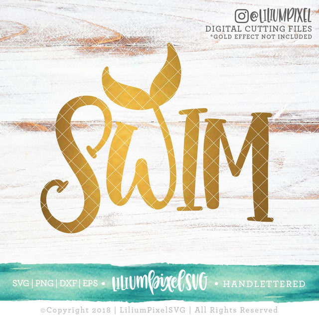 Swim with Mermaid Tail SVG Lilium Pixel SVG 