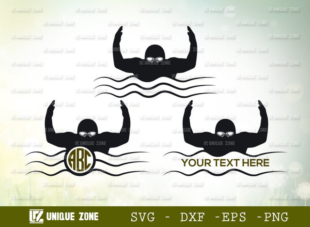 Swimmer Monogram Svg, Swimming Svg, Swimmer Goggles Svg, Sports Svg, Goggles Svg, Swim Svg, Swimming Diving Svg, Pool Sport Svg, Split Monogram, Circle Monogram, SVG Unique Zone 