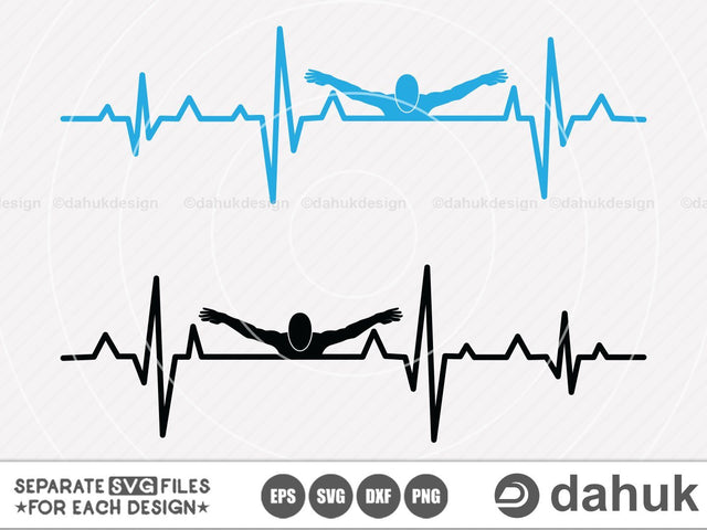 swimmer svg, Swimming, Swimming Heartbeat, School spirit, heartbeat svg, swimming mom svg SVG dahukdesign 