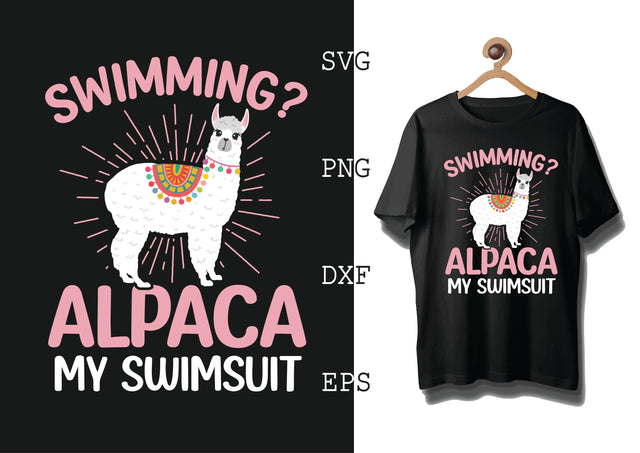 Swimming Alpaca My Swimsuit Svg, Alpaca Svg, Cute Llama Svg, Girl Llama, Svg SVG DesignTShirt 