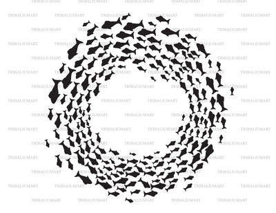 Swimming Fishes. Shoal of Fish Circling. SVG TribaliumArtSF 