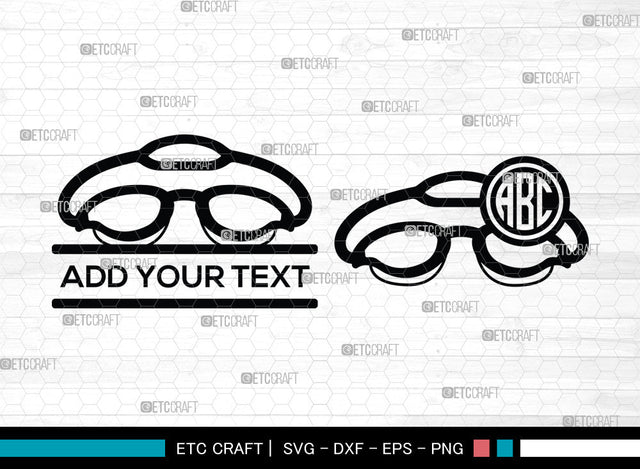 Swimming Goggles Monogram SVG, Split Monogram SVG, Swim Goggles Svg, Goggles Svg, Swim Goggles Icon Svg, Pilot Goggles Svg, Swimming Goggles SVG ETC Craft 