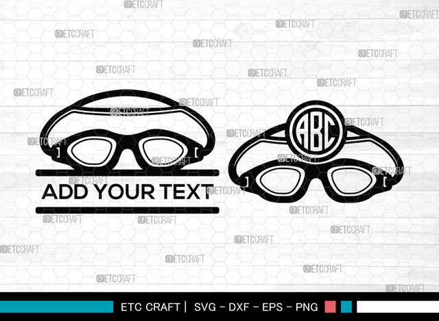 Swimming Goggles Monogram SVG, Split Monogram SVG, Swim Goggles Svg, Goggles Svg, Swim Goggles Icon Svg, Pilot Goggles Svg, Swimming Goggles SVG ETC Craft 