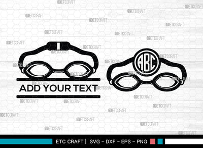 Swimming Goggles Monogram SVG, Split Monogram SVG, Swim Goggles Svg, Goggles Svg, Swim Goggles Icon Svg, Pilot Goggles Svg, Swimming Goggles SVG ETC Craft 