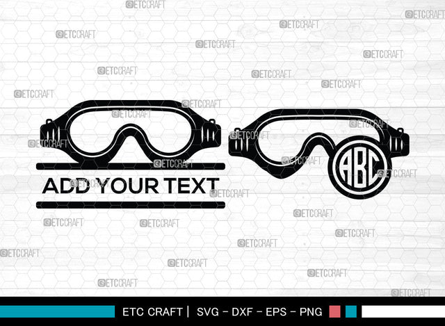 Swimming Goggles Monogram SVG, Split Monogram SVG, Swim Goggles Svg, Goggles Svg, Swim Goggles Icon Svg, Pilot Goggles Svg, Swimming Goggles SVG ETC Craft 
