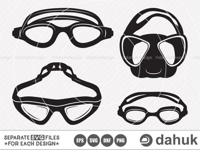 Swimming Goggles svg, Swimmer svg, Goggles svg, Cut file, for silhouette, svg, eps, dxf, png, clipart, cricut design space, vinyl cut files SVG dahukdesign 