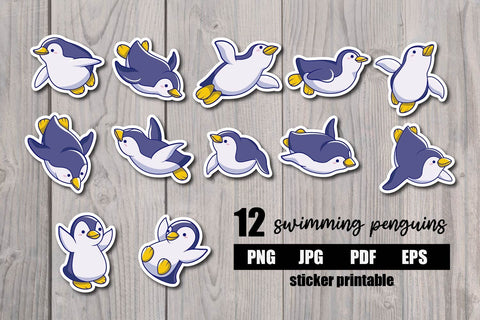 Swimming Penguins clipart sticker SVG dadan_pm 