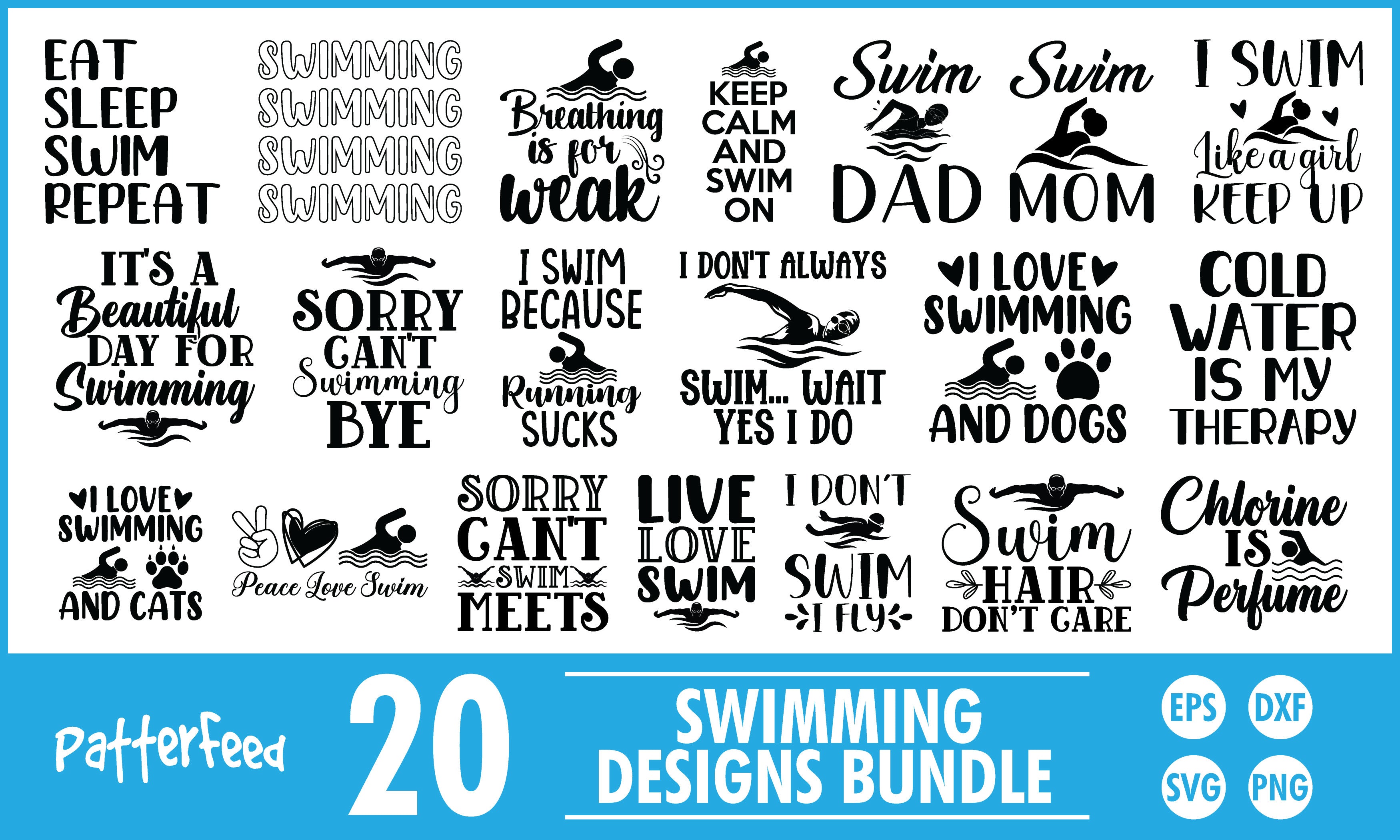 Swimming SVG Designs Bundle