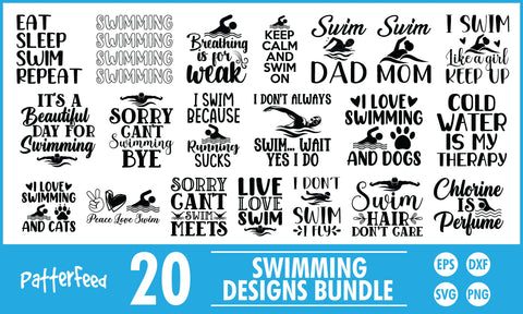 Swimming SVG Designs Bundle SVG PatternFeed8 