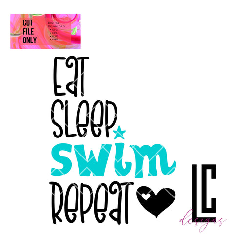 Swimming SVG, Eat Sleep Swim Repeat, Swim Team SVG Left Craft Designs 