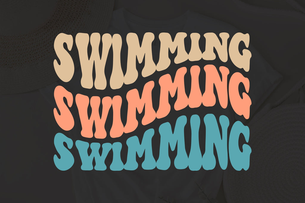Swimming Svg, Swimming vibes Svg, Png Groovy Wavy Text Stacked Retro ...