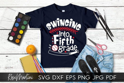 Swinging Into Fifth Grade SVG file for cutting machines - Cricut Silhouette, Sublimation Design SVG Back To School cutting file SVG RoseMartiniDesigns 