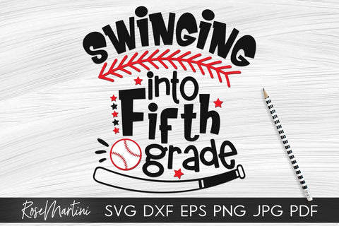Swinging Into Fifth Grade SVG file for cutting machines - Cricut Silhouette, Sublimation Design SVG Back To School cutting file SVG RoseMartiniDesigns 
