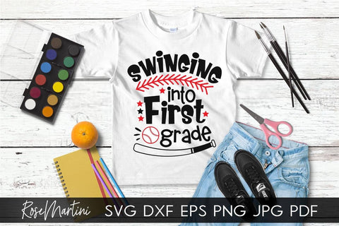 Swinging Into First Grade SVG file for cutting machines - Cricut Silhouette, Sublimation Design SVG Back To School cutting file SVG RoseMartiniDesigns 