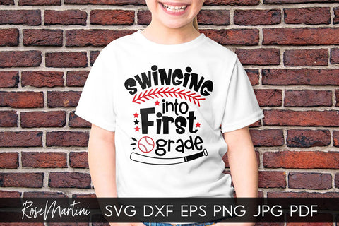 Swinging Into First Grade SVG file for cutting machines - Cricut Silhouette, Sublimation Design SVG Back To School cutting file SVG RoseMartiniDesigns 