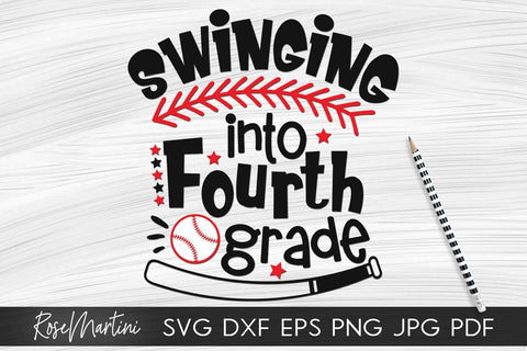 Swinging Into Fourth Grade SVG file for cutting machines - Cricut Silhouette, Sublimation Design SVG Back To School cutting file SVG RoseMartiniDesigns 
