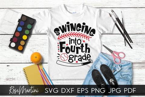 Swinging Into Fourth Grade SVG file for cutting machines - Cricut Silhouette, Sublimation Design SVG Back To School cutting file SVG RoseMartiniDesigns 